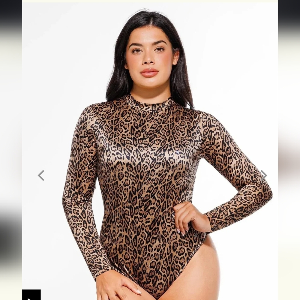 Popilush Long Sleeve Leopard Bodysuit